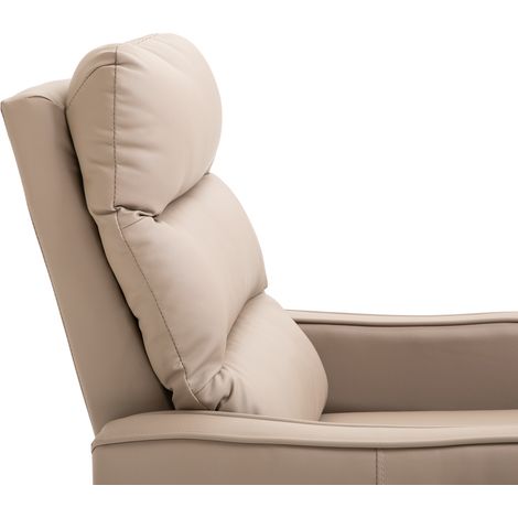 Fauteuil relax 160° max avec repose-jambes, similicuir PU, cadre bois et métal, 65x89x100 cm, beige clair (1/5)