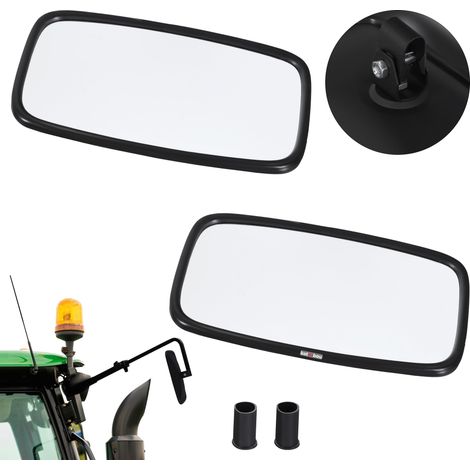 KOTARBAU® Kotarbau® Miroir Retroviseur Exterieur - Retroviseur Tracteur 28,5x15,5 cm Lot de 2 - Retroviseur Tracteur Agricole - avec Support Pour Bras de Rétroviseur ⌀ 15-18 mm - Pvc - Noir