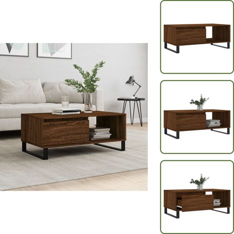 Table basse Chêne marron 90x50x36,5 cm Bois d'ingénierie - Table Basse - Meuble Salon - Table D'appoint - Table Design - Table En Bois (1/5)
