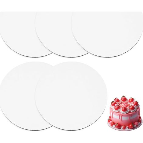 5 Pièces Plateaux à Gâteau Blancs Ronds, Plateau Gateau Rond 25cm (1/5)