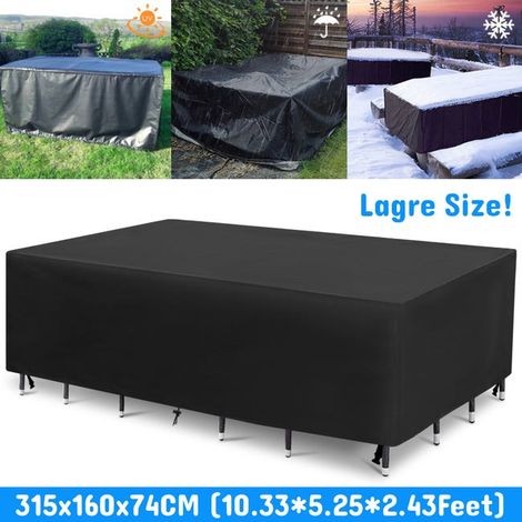 Copertura protettiva per tavolo rettangolare in tessuto 420D nero, 315 160 74 cm (1/3)