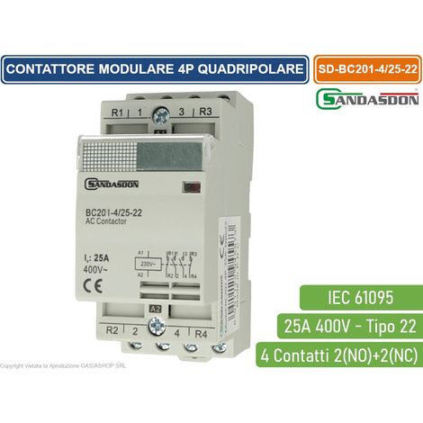 Contattore di sicurezza Rele' Con Bobbina 230V 4P/25-22A 4M (1/2)