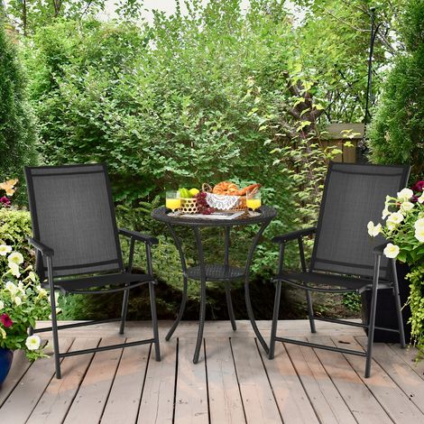 Lot de 2 Chaises Pliantes de Jardin Portables pour Extérieur Camping Plage Chaise de Jardin avec Accoudoir Lot de 2 Chaises de Jardin Noir (1/2)