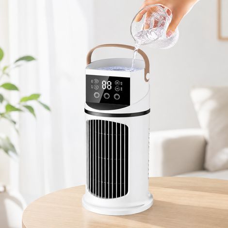 Ortviai Rafraîchisseur personnel 3-en-1 avec évaporation, silencieux, USB, minuterie 8 h, 7 modes d’éclairage, réservoir 640 ml