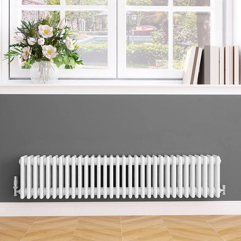 Biubiubath Traditional Cast Iron Style Radiator Horizontal 4 Column White 300x1460mm