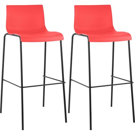 Set da 2 sgabelli da bar Hover in plastica con base a 4 gambe rosso nero