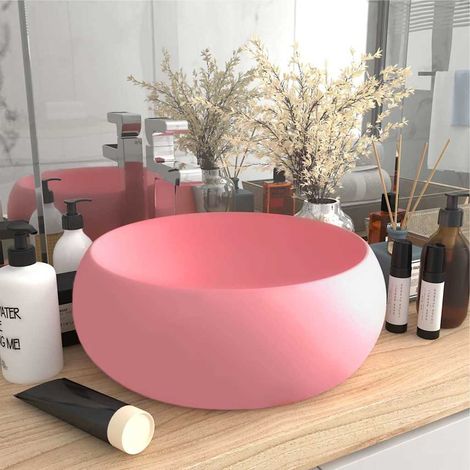 Lavabo rond de luxe Rose mat 40x15 cm Céramique (1/5)
