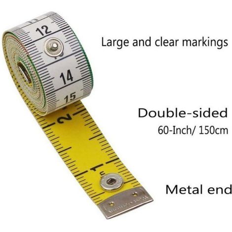 Mètre À Ruban - Double Face 150 cm - Pour Couture Mesure Corps Et Tissu - 2 Pièces (1/4)