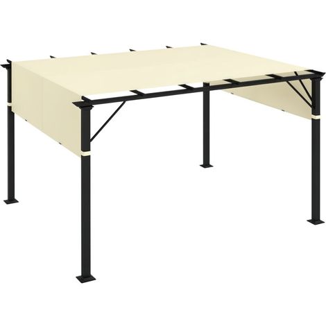 Housse de Protection pour Pergola 3x3 m, Bâche Imperméable en Polyester avec Poches et Sangles, 488 x 122 cm, Couleur Blanc Crème (1/5)