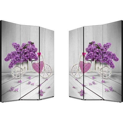 Lupia - Separe' Divisorio Paravento BIKE WITH LOVE 176x135,6x3,2 cm 3 Ante in Legno con Tela stampata Fronte Retro bifacciale (1/4)