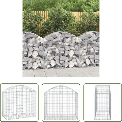 Barrière de jardin - Panier de gabions arqué 100x50x80/100 cm Fer galvanisé (1/5)