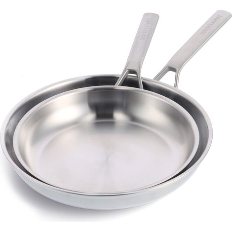 Poêle à frire à Induction en Acier Inoxydable, 26cm et 30cm, Multicouche, Lave-vaisselle, Four, Argenté (1/5)