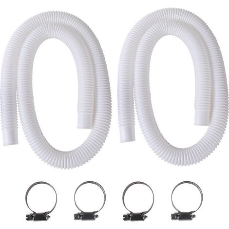 Tuyau d'eau PE de calibre 32mm - tuyau d'eau de 1,5m - tuyau d'eau de machine à laver de piscine applicable - blanc 2 pièces