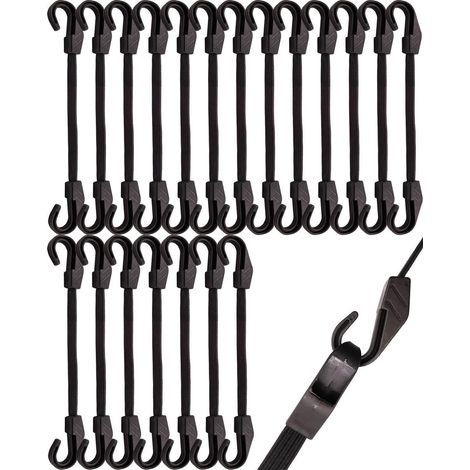 Expander mit Haken 30cm, 20er Set Spanngummis, Gummispanner für Planen, Camping, Schwarz (1/5)