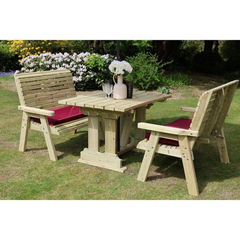 Ergo 4 Seat Compact Set - 2xB 120X90 Table - L250 x W120 x H103 cm - Partially Assembled - Set of Waterproof Cushions Included
