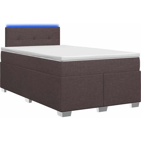 Maison Exclusive - Letto con Box Spring, Materasso e LED Marrone Scuro Tessuto (1/5)