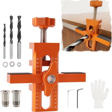 Jig d’installation pour porte de placard – Positionneur réglable 2 en 1  Kit universel en alliage d’aluminium pour portes de placard avec 3 forets (1/5)