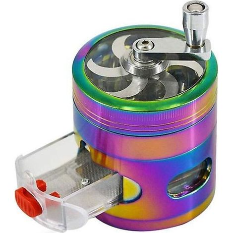 Broyeur d'herbes manuel 4 niveaux avec tiroir et couvercle transparent – Broyeur à épices et pollinisateur compact (1/4)