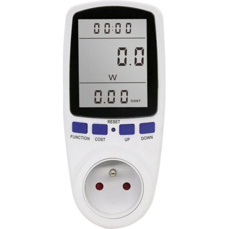 Wattmètre Prise, Compteur d'énergie AC 185V 264V Compteur de consommation d'énergie, Prise de Moniteur d'utilisation de l'électricité avec écran LCD (1/2)