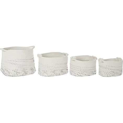 Panier coton blanc pour une déco moderne et élégante - Blanc avec des touches de noir