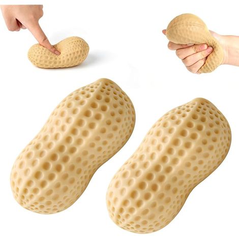 Lot de 2 balles à presser en forme de cacahuète, douces, en forme de cacahuète, pour soulager l'anxiété, cadeaux de fête, pour enfants et adultes, (T) (1/5)