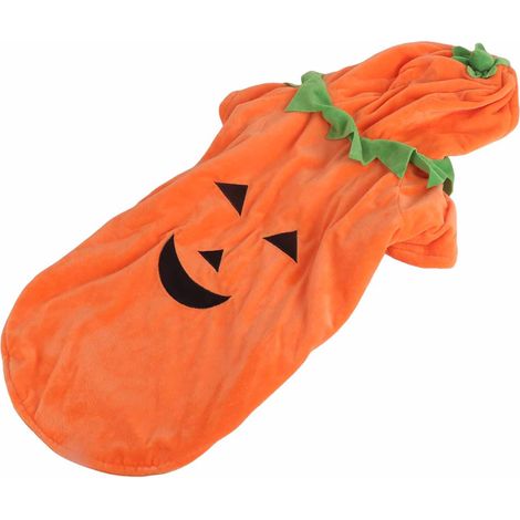 Déguisement citrouille d'Halloween pour chien, mignon et chaud, pour chiens moyens et grands, automne/hiver, orange, taille 3XL (1/5)
