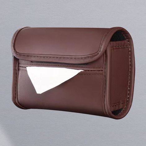 Porte-mouchoirs pour accoudoir, en cuir PU résistant à l'usure, pour siège arrière, avec organiseur de serviettes, marron (1/5)
