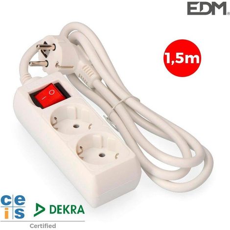 edm 8425998410167 Verlängerung 2 Schuko-Steckdosen weiß 1,5 m