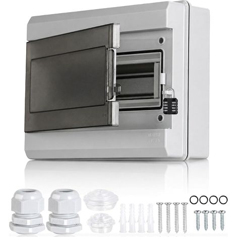 12 Modules Coffret Electrique Étanche IP65 Boitier Electrique Équipé D’un Couvercle Givré, Conception Verrouillable, Convient Aux Installations Solaires (1/5)