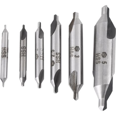 Kit de 6pcs Forets à Centrer HSS 60° Ø 1/1.5/2/2.5/3/5mm pour Métal (1/5)