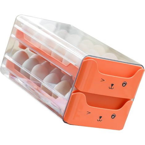 Doppellagige, transparente, längliche Eierschublade mit separatem Fach, Eierhalter und Aufbewahrungsbox für den Kühlschrank (orange) (1/5)