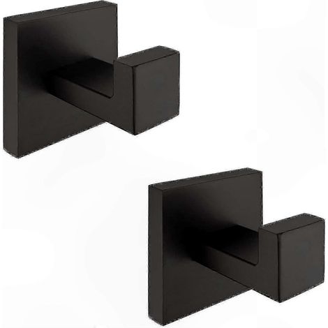Crochets porte-serviettes noir mat, supports robustes en acier inoxydable pour portes de salle de bain et de cuisine (1/5)