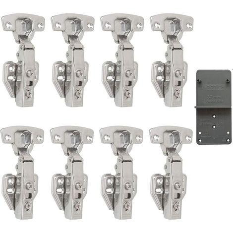 Soft-Close-Scharniere vorne 110° 35 mm mit hydraulischem Dämpfer für Küchenschranktüren, automatisches Scharnier, integrierte Dämpfung, 8 Stück