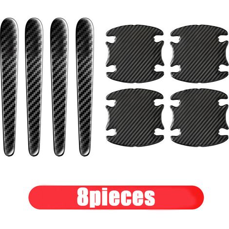 (8 pièces) Autocollants en fibre de carbone pour voiture, protection anti-rayures pour poignées de porte, film de protection pour poignées automobiles, accessoire de style extérieur (1/5)