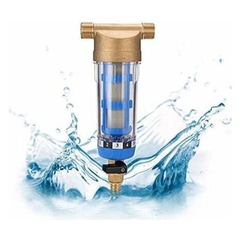 Filtre à eau réutilisable à sédiments par rotation – Filtre à eau – Filetage mâle – Préfiltre à sédiments pour tuyau d'arrosage – Filtre à sédiments (filetage mâle 3/4 pouce) (1/4)
