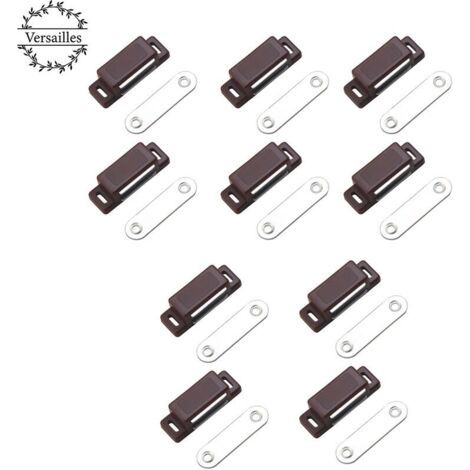 Loqueteau magnétique puissant – Force de maintien 4kg – Lot de 10 – Pour meubles en bois – Installation facile avec vis fournies (1/5)