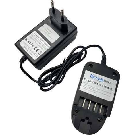 Trade-Shop 18V Li-Ion Akku Ladegerät für Bosch 2 607 336 208, 2 607 336 921, 1 600 Z00 000, 1 600 Z00 03U, 1 600 A00 DD7, 1600A005B0 PBA, Gloria 729102.0000, für Rapid P4A (1/2)