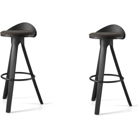 Sgabello per cucina bar in metallo verniciato Nero REINA set 2 pezzi (1/3)