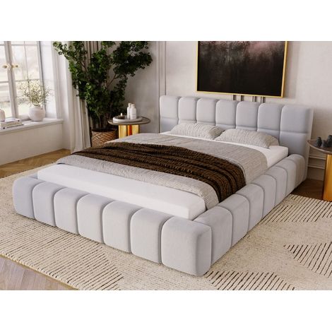 Lit rembourré avec rangement 160x200 tissu velours gris Alicante (1/5)