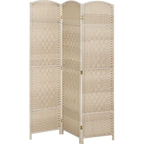 Paravent intérieur en bois 3 panneaux séparateur de pièce pliable pour salon chambre 135 x 180 cm chêne (1/2)