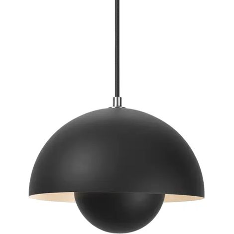 Lustre, suspension moderne, plafonnier suspendu avec ampoule, lustre de plafond en métal créatif, lumière chaude, 23 cm (noir) (1/5)
