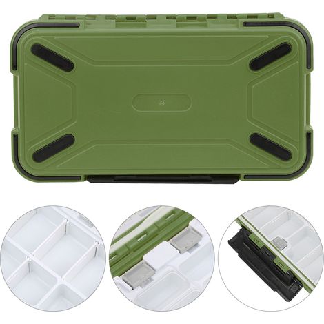 Boîte de rangement étanche ABS pour leurres et accessoires de pêche, couleur verte