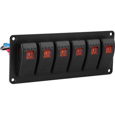 Panneau en aluminium pour 6 interrupteurs à lampe unique pour voitures, camping-cars et yachts (avec étiquette) 12-24V S2901-Z (Orange) (1/5)