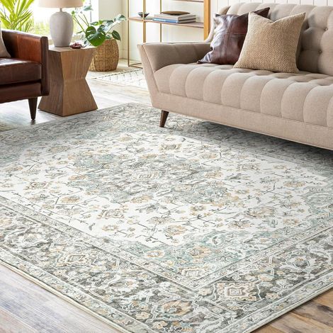 Teppich Wohnzimmer Kurzflor waschbar 160 x 230 cm (Rechteckig) Beige (1/5)