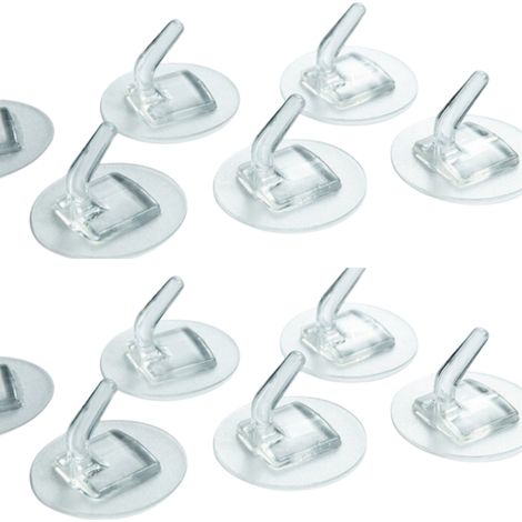 Pack de 10 crochets adhésifs transparents, crochets muraux (1/5)
