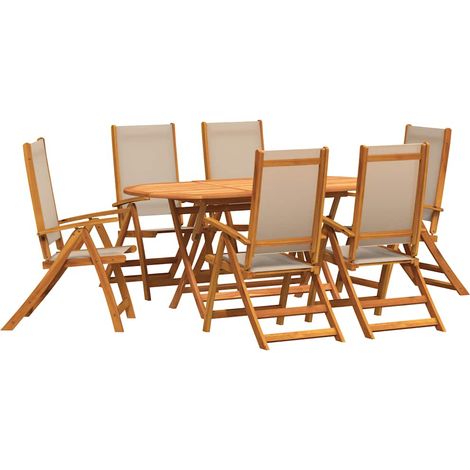 Maison Exclusive - Set Pranzo da Giardino 7pz Legno Massello di Acacia e Textilene
