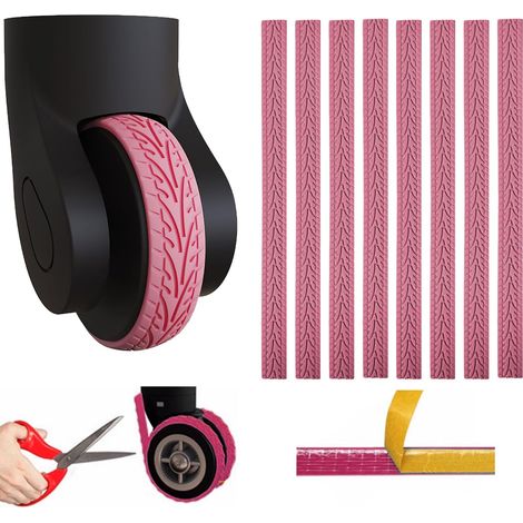 Lot de 8 Housses de Roue de Bagages, Protection Silicone Anti-Vibrations Sonores pour Roulettes de Chaise et Valises à 8 Roues