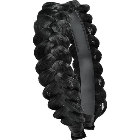 Diadema trenzada, diadema trenzada para mujer, alta elasticidad, trenzas, postizo para niñas y mujeres, negro, normal (1/2)