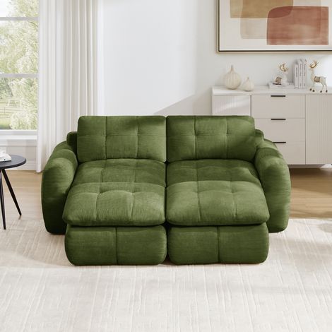 Canapé module cloud sans cadre 2 places, design du corps de la voiture, couverture de chenille, sièges larges, librement combinables (1/5)