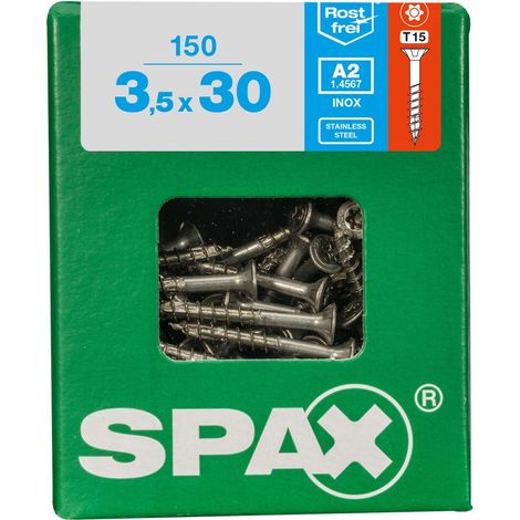 SPAX Edelstahlschraube, 3,5 x 30 mm, 150 Stück, Teilgewinde, Senkkopf, T-STAR plus T15, 4CUT - 4197000350307 (1/3)